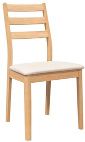 Cadeiras de jantar com almofadões 2 pcs madeira maciça natural