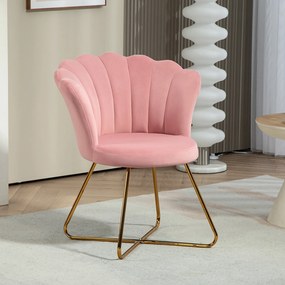 Cadeira de Toucador em forma de concha 69 x 64 x 80 cm, poltrona em veludo, poltrona de sala com pés em aço, rosa
