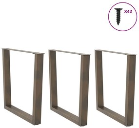 Pés para mesa de jantar em formato de V, 3 peças, aço natural, 90x(72-