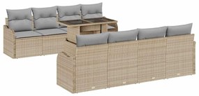 Conjunto de Sofá de Jardim vidaXL de 10 Peças com Almofadas Bege Ratta