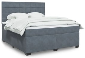 vidaXL Cama com molas/colchão 180x200 cm veludo cinzento-escuro