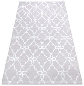 Tapete MEFE moderno  8504 Treliça, flores - Structural dois níveis de lã cinzento / branco