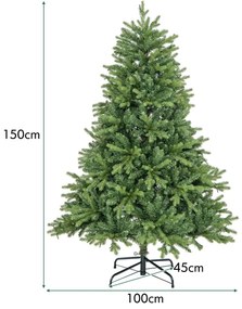 Árvore de Natal artificial 150cm com luzes LED multicoloridas brancas quentes 11 modos de iluminação Verde