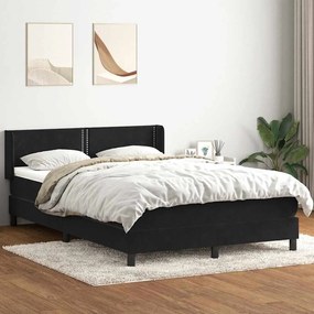 vidaXL Cama com molas/colchão 140x210 cm veludo preto