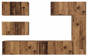 Conjunto de móvel de TV 6 pcs Madeira antiga 30.5 x 30 x 90 cm