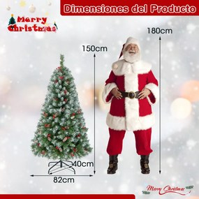 Árvore de Natal artificial com luzes LED brancas quentes 8 modos de iluminação Verde e Branco-150cm