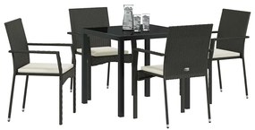 Conjunto de Jantar de Jardim 5 pcs Preto 80 x 80 x 73 cm