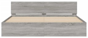 Estrutura de cama com cabeceira 200x200 cm cinzento sonoma