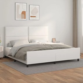 vidaXL Estrutura cama c/ cabeceira couro artificial 200x200 cm branco