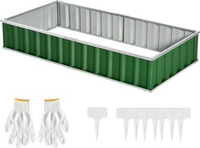 Floreira modular, montagem sem ferramentas, luvas incluídas 174 x 90 x 30 cm, aço galvanizado verde