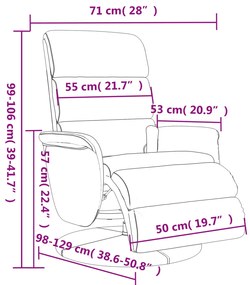 Poltrona massagens recl. c/ apoio pés couro artificial castanho