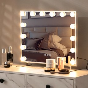 Espelho de maquilhagem iluminado com LED 2 em 1 Espelho de mesa e de parede Espelho retangular para toucador com 3 modos de iluminação Controlo tátil