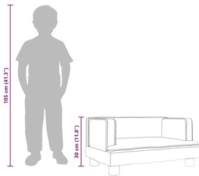 Sofá infantil 60x40x30 cm veludo cinzento-escuro