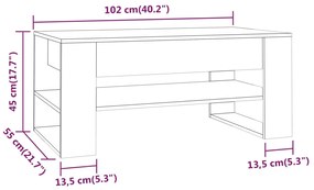 Mesa de centro 102x55x45 cm madeira processada carvalho fumado