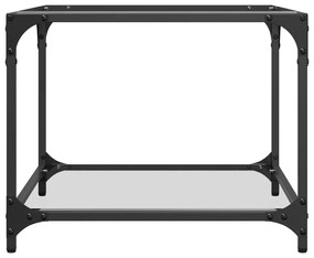 Mesa de centro c/ topo em vidro transparente 50x50x40 cm aço