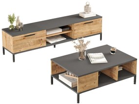 Conjunto de Mobiliário de Sala RL5 – Atlantic Pine e Antracite – TV St