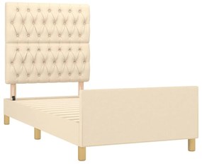 Estrutura de cama sem colchão 90x190 cm tecido creme