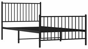 Estrutura de cama com cabeceira e pés 100x200 cm metal preto