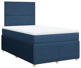 Cama boxspring com colchão 120x190 cm tecido azul