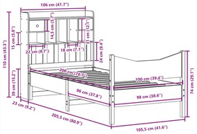 Cama sem colchão 100x200 cm madeira de pinho maciça branco