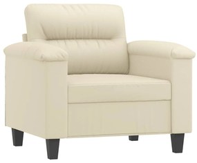 Poltrona com apoio de pés couro artificial 60 cm cor creme