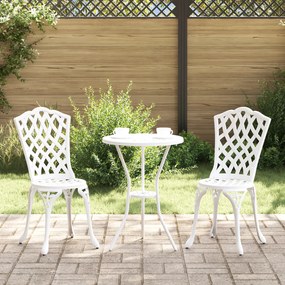 Conjunto de Bistrô de Jardim 3 Peças vidaXL Branco em Alumínio Fundido
