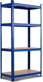 Estante de ferro e MDF para garagem 4 prateleiras Estante resistente 80x40x160cm azul