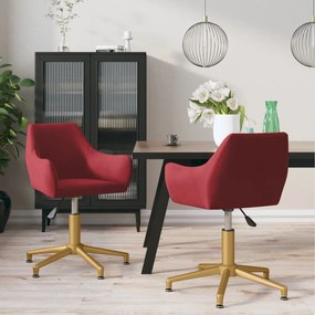 Cadeiras de jantar giratórias 2 pcs veludo vermelho tinto