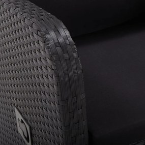 Cadeiras de jardim reclináveis c/ almofadões 2pcs vime PE preto