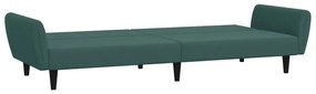 Sofá-cama 2 lugares c/ apoio de pés veludo verde-escuro
