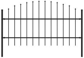 Cerca de jardim com topo em lanças (0,75-1)x1,7 m aço preto