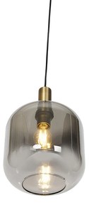 Candeeiro de suspensão design preto e dourado com vidro fumê - Zuzanna Design