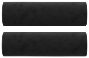 Sofá 2 lugares c/ almofadas decorativas 120 cm veludo preto