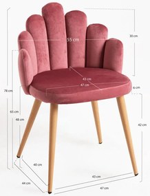 Cadeira Hand Veludo - Rosa