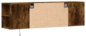 Móvel de parede p/ TV c/luzes LED 135x31x39,5cm carvalho fumado