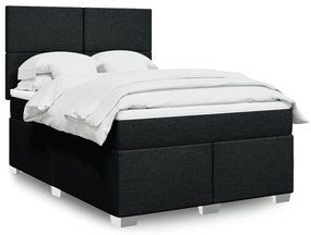 Cama com molas/colchão 160x200 cm tecido preto