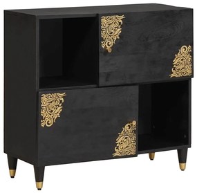 vidaXL Buffet com porta Preto 80 x 33 x 75 cm Madeira de manga maciça