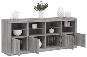 vidaXL Aparador com luzes LED 163x37x67 cm cinzento sonoma