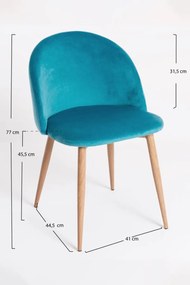 Pack 6 Cadeiras Vint Veludo - Verde-azulado