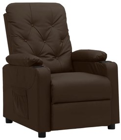 Poltrona reclinável couro artificial castanho