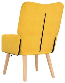 Poltrona Relaxante vidaXL Amarelo Claro em Tecido de Veludo
