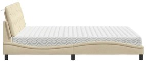 Cama com colchão 160x200 cm tecido cor creme