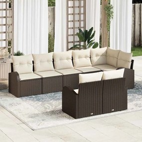 vidaXL Conjunto de Sofá de Jardim com 8 Peças e Almofadas em Rattan Sintético Marrom