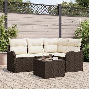 Conjunto de Sofá de Jardim de 4 Peças com Almofadas Cinza Rattan Sinté