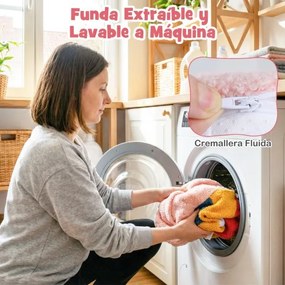 Sofá infantil com enchimento de espuma, capa de felpa removível e lavável, base antiderrapante, alça de transporte e encosto com padrão arco-íris – a