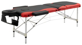 HOMCOM Marquesa de Massagem Dobrável e Portátil com Altura Ajustável Apoio para a Cabeça 215x60x61-84 cm Preto e Vermelho | Aosom Portugal