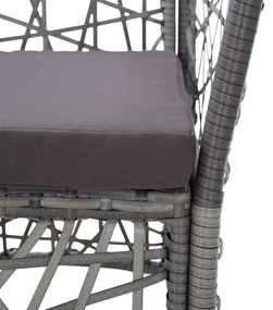 7 pcs conjunto de jantar para exterior vime PE cinzento