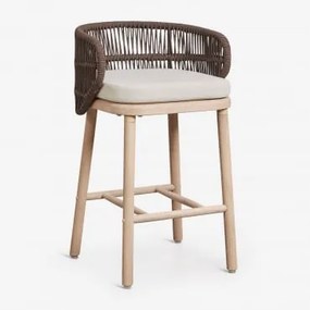 Taburete Alto De Jardim Em Madeira De Acácia E Corda Trançada Capri Castanho Chocolate & ↑65 Cm - Sklum