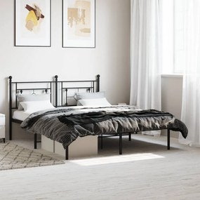 vidaXL Estrutura de cama em metal com cabeceira 150x200 cm preto