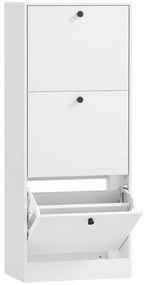 Sapateira Estreita com 3 Portas Sapateira para Entrada com Prateleiras Ajustáveis para 12 Pares de Sapatos 47x28x115 cm Branco
